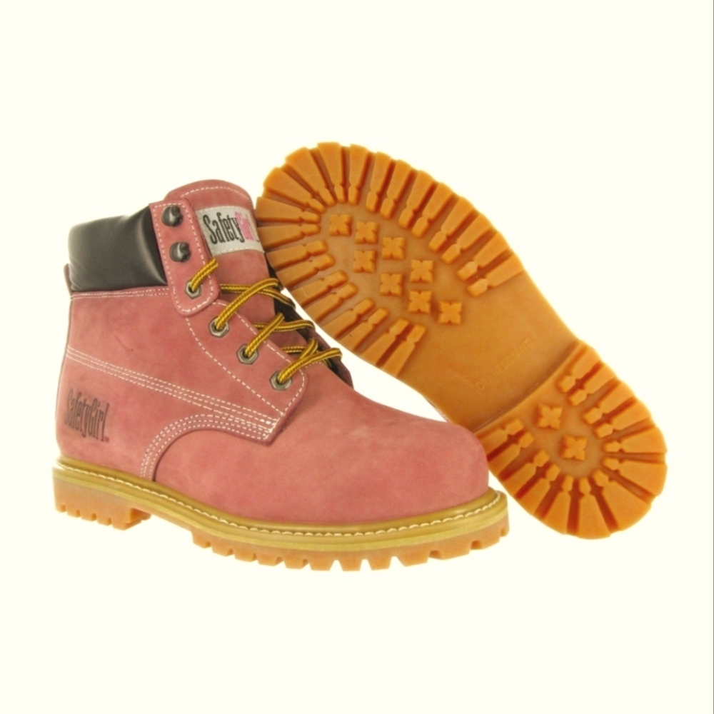 Safety Girl Women's Size 9 Steel Toe Work Boots - Light Pink Volume, Leather